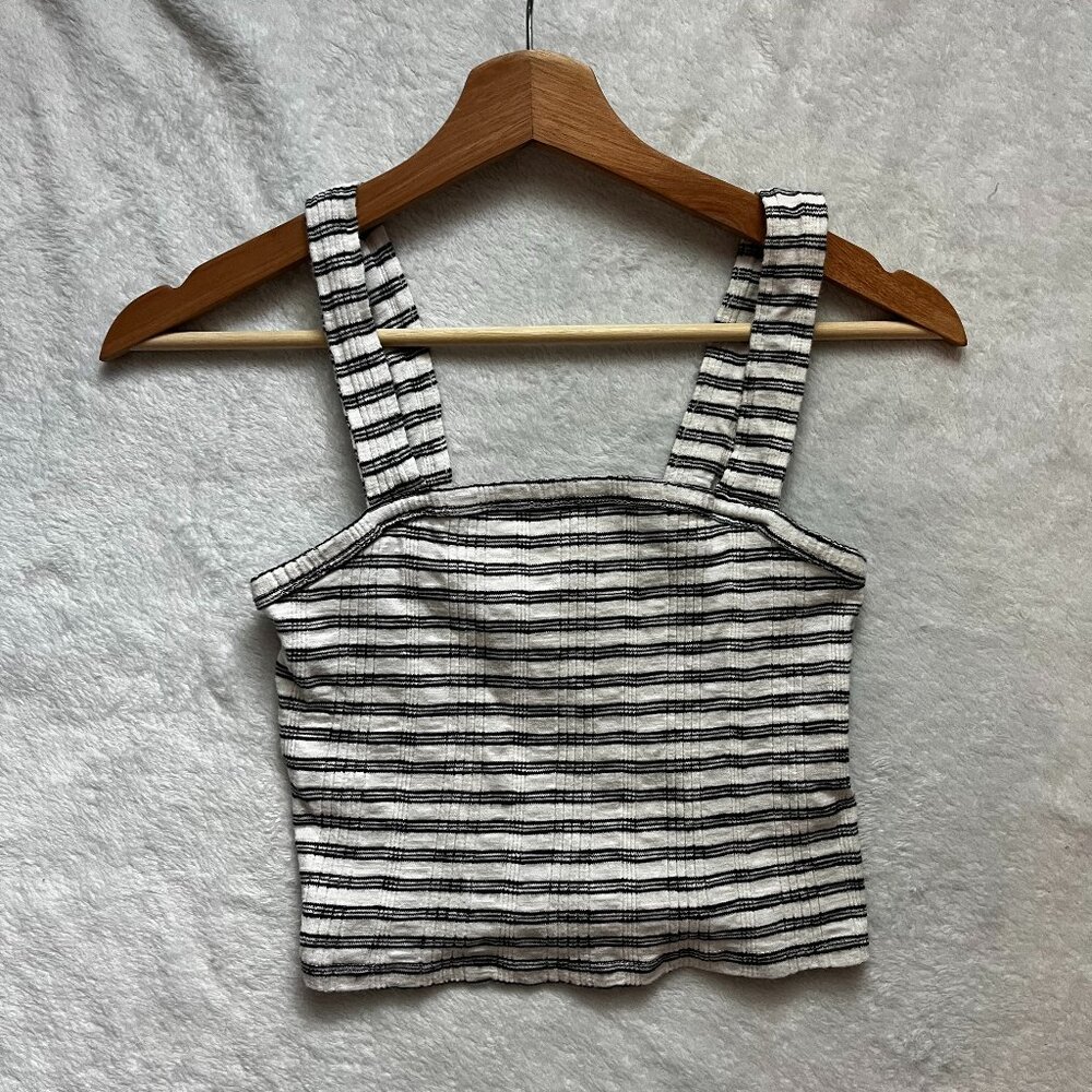 Black and White Striped Summer Cropped Tank Top American Eagle